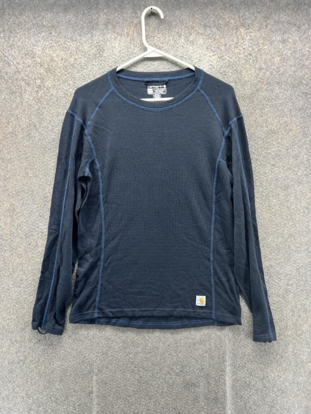 Carhartt Shirt Mens Medium Blue Long Sleeve Thermal Waffle Workwear Top